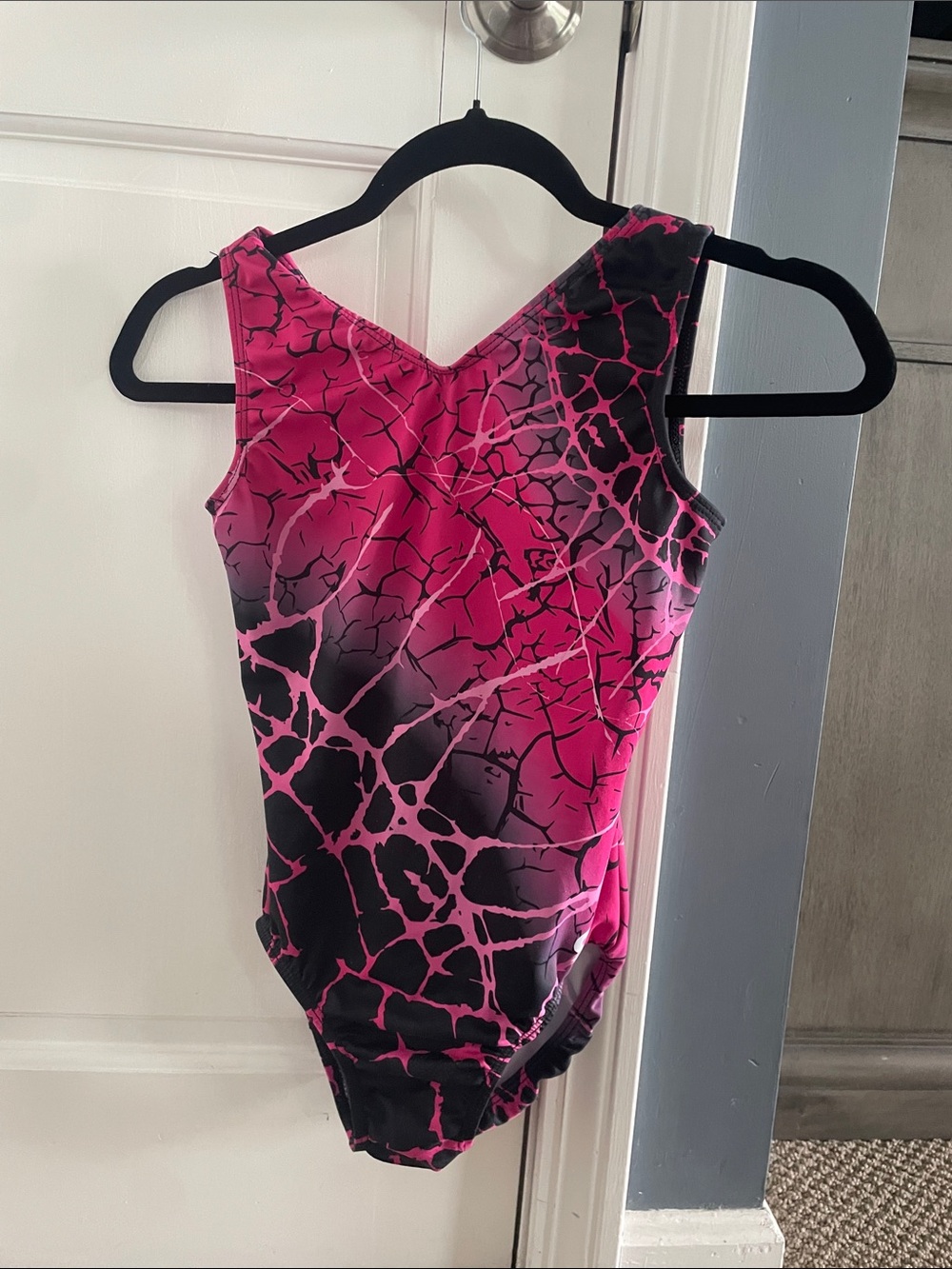GK Girls Hot Pink and Black Crackle-Print One-Piece